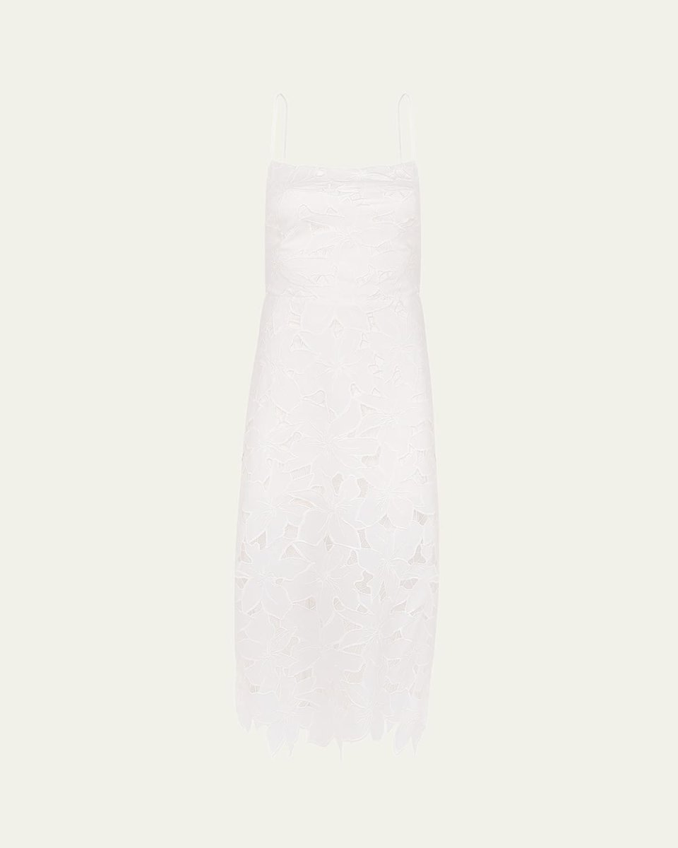 Solid Mei Floral Embroidered Maxi Dress